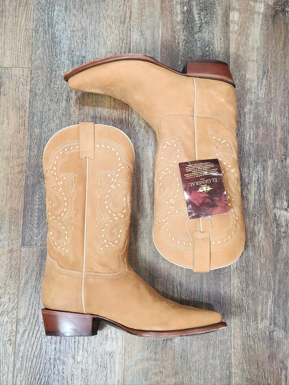 El General Men’s Tan Suede Western Cowboy Boots Size 11